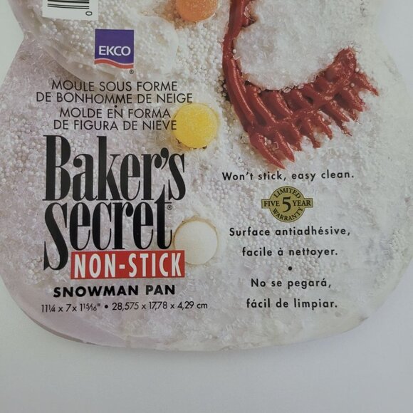 Ekco Snowman Cake Pan Non Stick Bakers Secret Vintage Metal Holiday Winter Mold - Picture 5 of 9